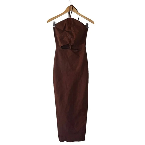 Fashion Nova Dresses & Skirts - Fashion Nova NWT Dressed To Impress You Maxi Dress Chestnut Brown Cutout Long